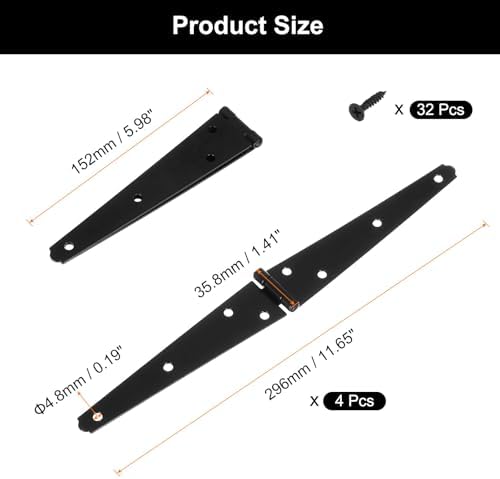 4Pcs 6 Inch Shed Door Hinges Heavy Duty Gate Hinge