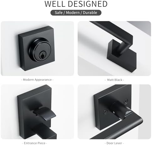 Modern Matte-Black Entry Door Handle