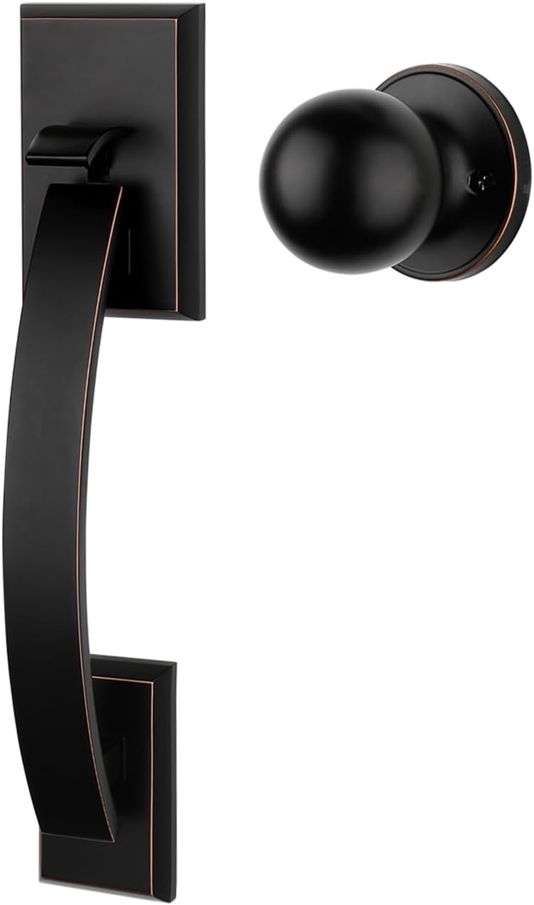 Golden Warm Oil Rubbed Bronze Front Door Handle Set