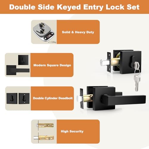 Probrico Exterior Door Lockset with Matte Black