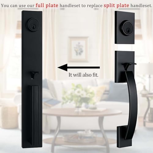 NEWBANG Door Handlesets for Heavy Duty Doors Matte Black Reversible