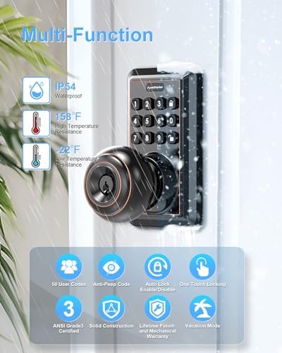 Keyless Door Knob with Keypad Secure and Easy to Install