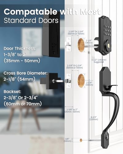 Leecici Smart Door Lock Set - Front Door with Keyless Entry Black