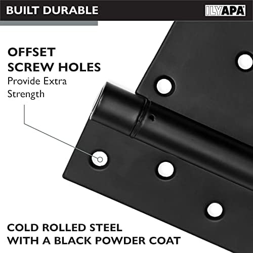 Ilyapa 4-Piece Heavy Duty Self-Closing Shed Door Hinges Black Square