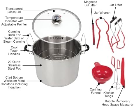 20 Qt Canning Pot with Rack - Works on All Stovetops
