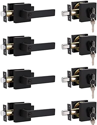 4-Pack Keyed Entry Door Lever Set Matte Black