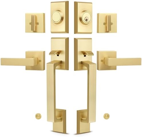 Moquin Front Door Lock Set Brushed Gold for Stylish Secure Entry