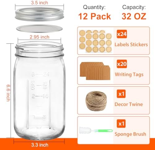 High-Quality Wide Mouth Mason Jars Set of 12
