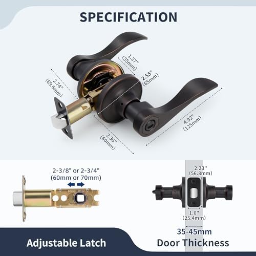 3-Piece Oil-Rubbed Bronze Door Handles Set