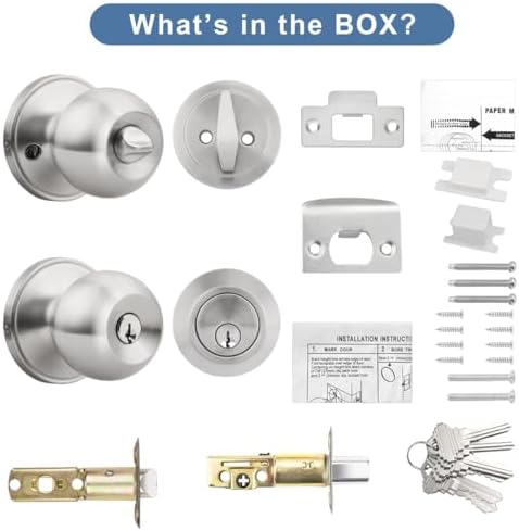 Professional Outdoor Door Knob Set Keyed Alike 4-Pack