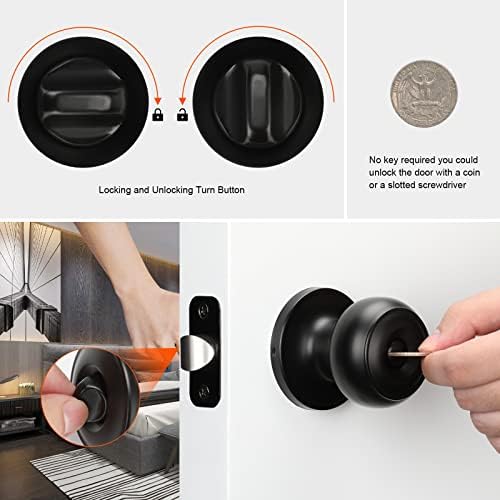HaidmsOil Rubbed Bronze Door Knobs 4-Piece Keyless Privacy Door Set