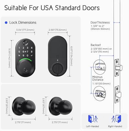 Keypad Smart Door Lock with Knob Set for Front Door
