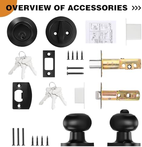 Probrico Entry Door Knobs and Deadbolt Set 3-Pack Flat Black