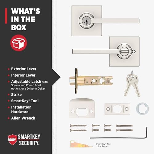 Kwikset Casey Entry Door Handle with SmartKey Security and Reversible Lever