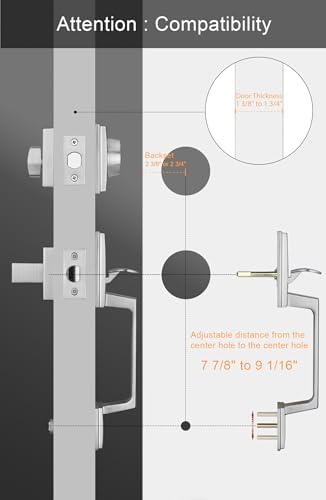 GoldenWarm Front Door Handle and Deadbolt Set Brushed Nickel Modern Design