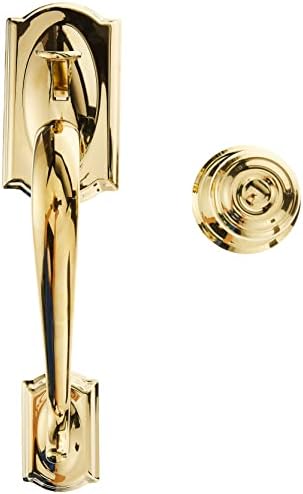 Front Entry Door Handleset with Georgian Knob Bright Brass