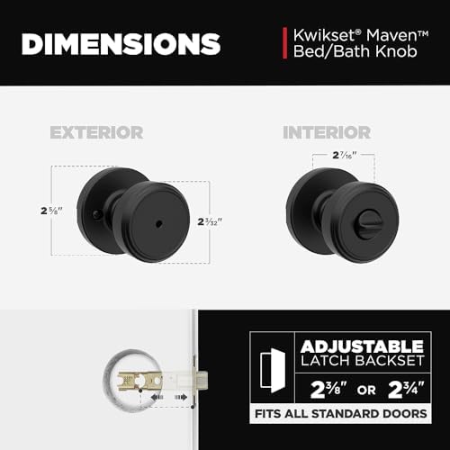 Kwikset Maven Interior Privacy Doorknob with Easy Setup and Smooth Release