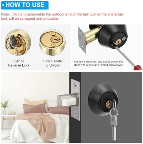 PATIKIL Keyed Alike Double Cylinder Deadbolts 2 Pack Gold