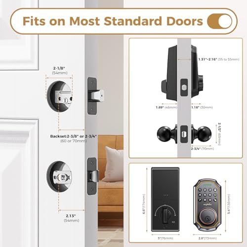 Keyless Entry Door Lock with 2-Door Knobs - App Control