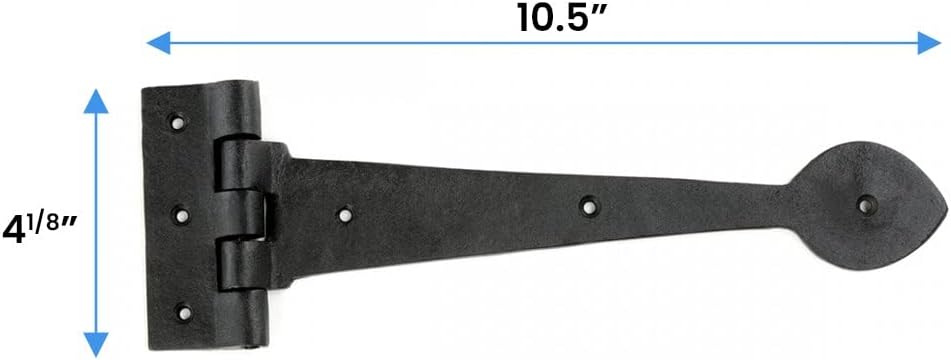 Premium 105-Inch Black Wrought Iron Door Hinges