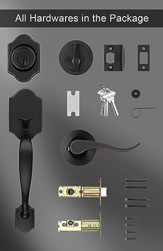 GoldenWarm Oil-Rubbed Bronze Front Door Handle Deadbolt Set