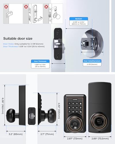 Keyless Door Knob with Keypad Secure and Easy to Install