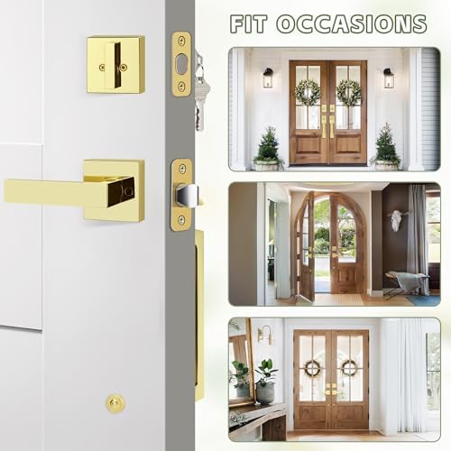Moquin Double Front Door Lock Set with Polished Brass Finish
