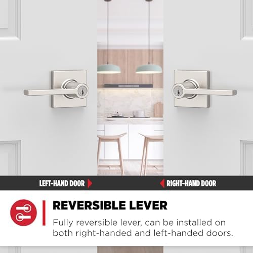 Kwikset Casey Entry Door Handle with SmartKey Security and Reversible Lever