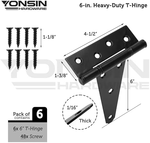 6 T-Strap Hinges for Quiet Outdoor Doors