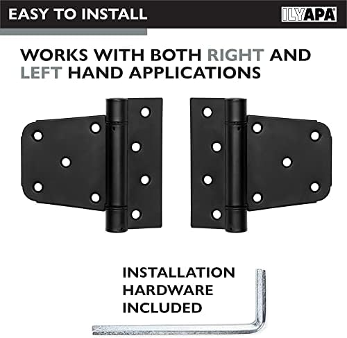 Ilyapa 4-Piece Heavy Duty Self-Closing Shed Door Hinges Black Square