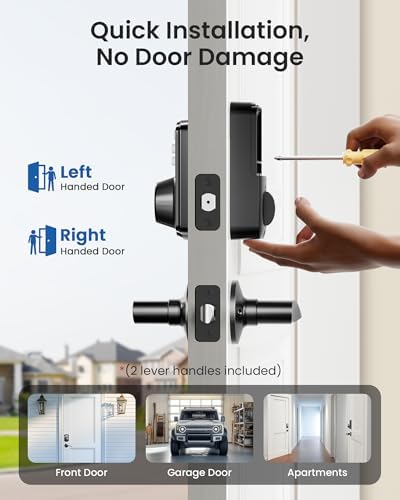 Seamless Keyless Entry Door Lock Set with 2 Lever Handles