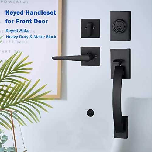 NEWBANG Matte Black Door Lever Handle Set