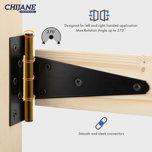 6 Inch Heavy Duty T-Strap Shed Door Hinges 2 Pack