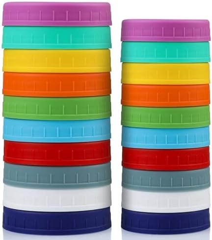 10 Wide Regular Mouth Mason Jar Lids - Set of 20 - Leakproof Dishwasher Safe