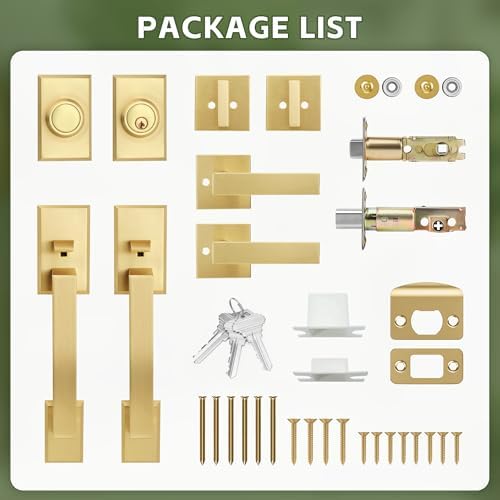 Moquin Front Door Lock Set Brushed Gold for Stylish Secure Entry