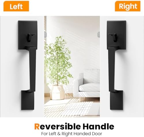 HOSOM Matte Black Front Door Handle Set - Versatile Door Security