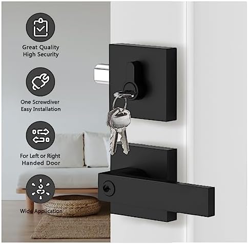 Black Door Handle Deadbolt Set