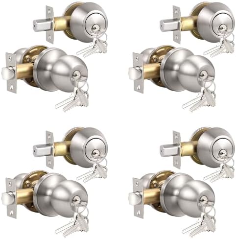 Professional Outdoor Door Knob Set Keyed Alike 4-Pack