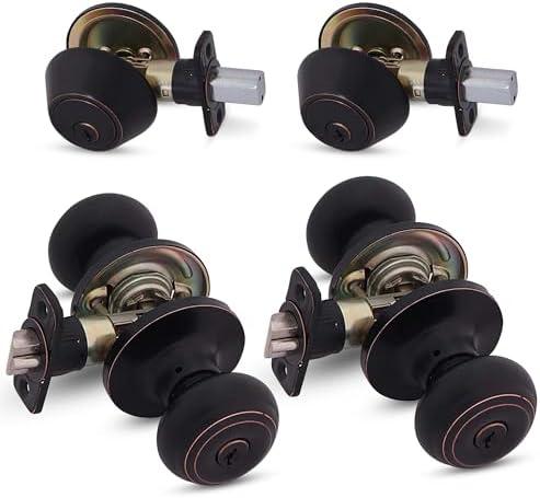 Secure Front Door with Honeywell Door Knobs Deadbolt Set