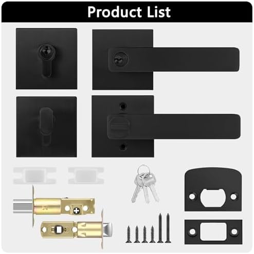 Black Door Handle Deadbolt Set