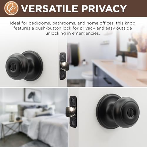 Copper Creek matte black door knobs - Privacy locking function