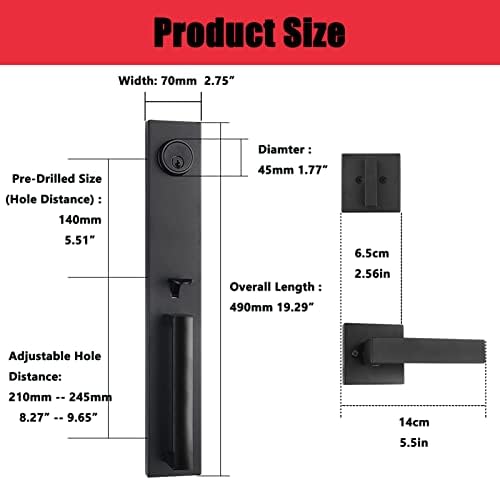 Virego French Front Door Handle Set Heavy Duty