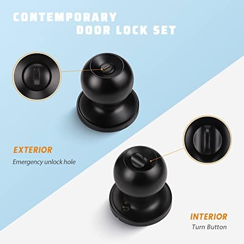 KNOBWELL 3-Pack Matte Black Door Knobs