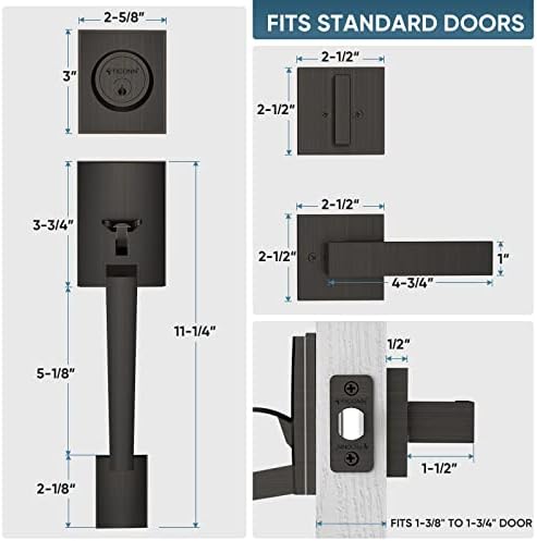 T ICONN Double Front Door Handle Set