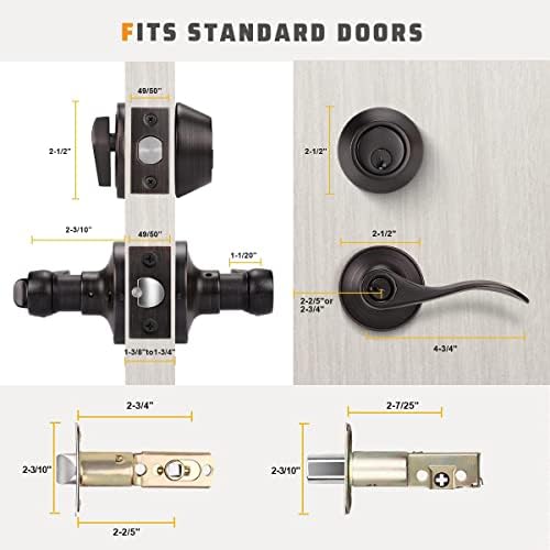 KNOBWELL 4-Pack Keyed Alike Door Lever Handle Set