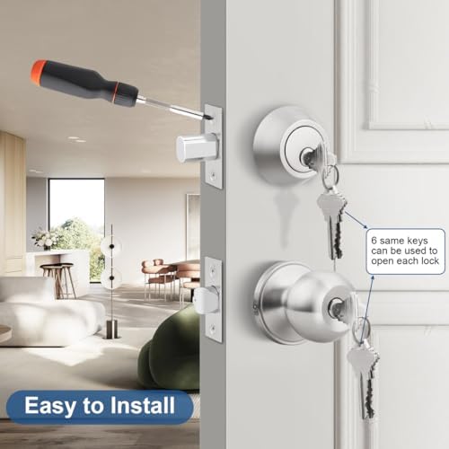 Professional Outdoor Door Knob Set Keyed Alike 4-Pack