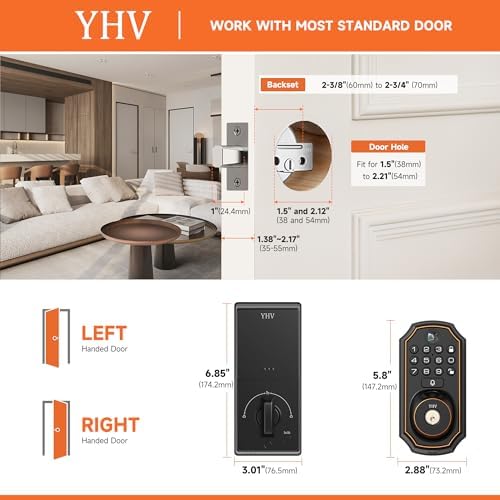 YHV Smart Door Lock with Fingerprint Wi-Fi Door Unlock System