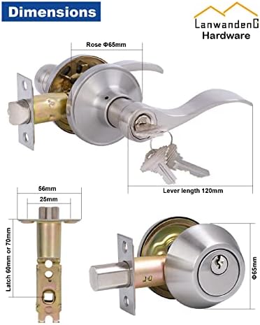 Secure Front Door Lock Set with Reversible Levers