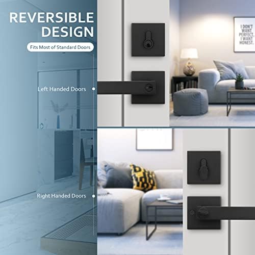 EHomeWare 2 Set Entry Lever Door Handle Deadbolt Lock Set
