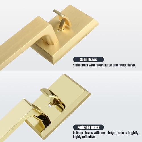 Gaurqiah brushed gold front door entry handle set heavy-duty satin brass